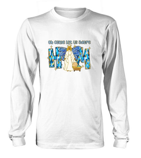 oh come let us adore him brushstroke angel Long sleeved Unisex