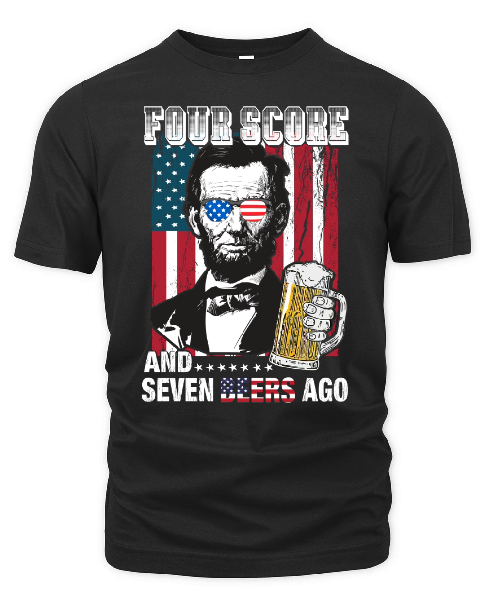 American Flag Four Score and Seven Beers Ago Organic Unisex T-shirt