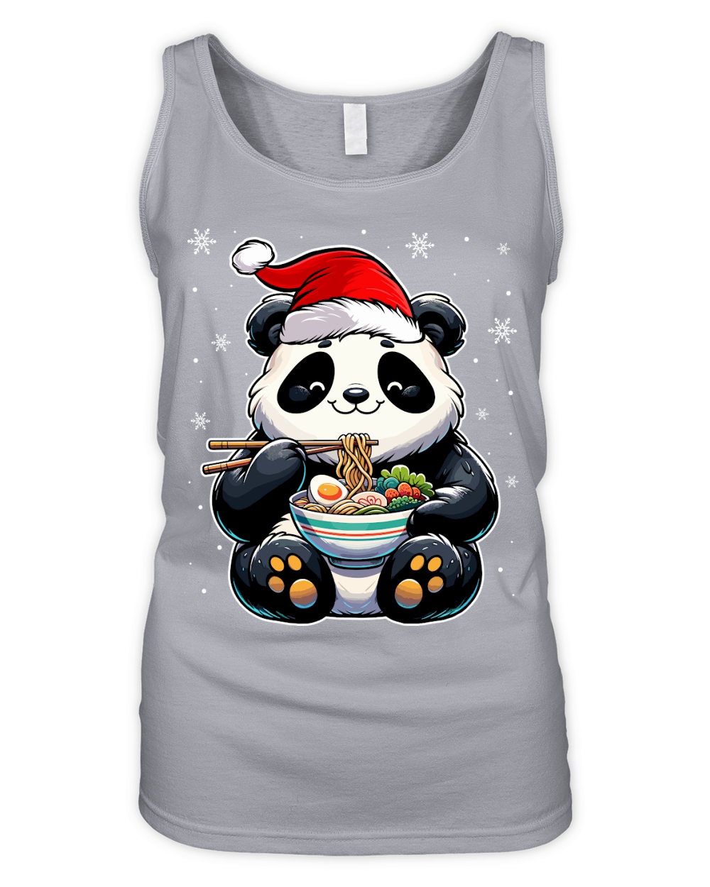adorable panda eating ramen wearing santa hat 5 Organic Women's Tank Top