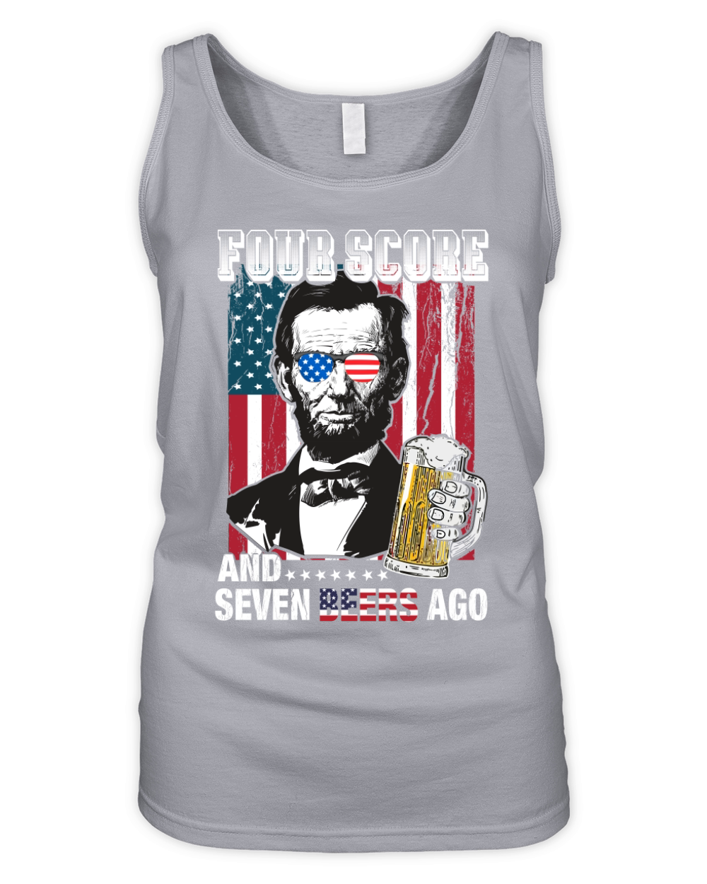 American Flag Four Score and Seven Beers Ago Organic Women's Tank Top