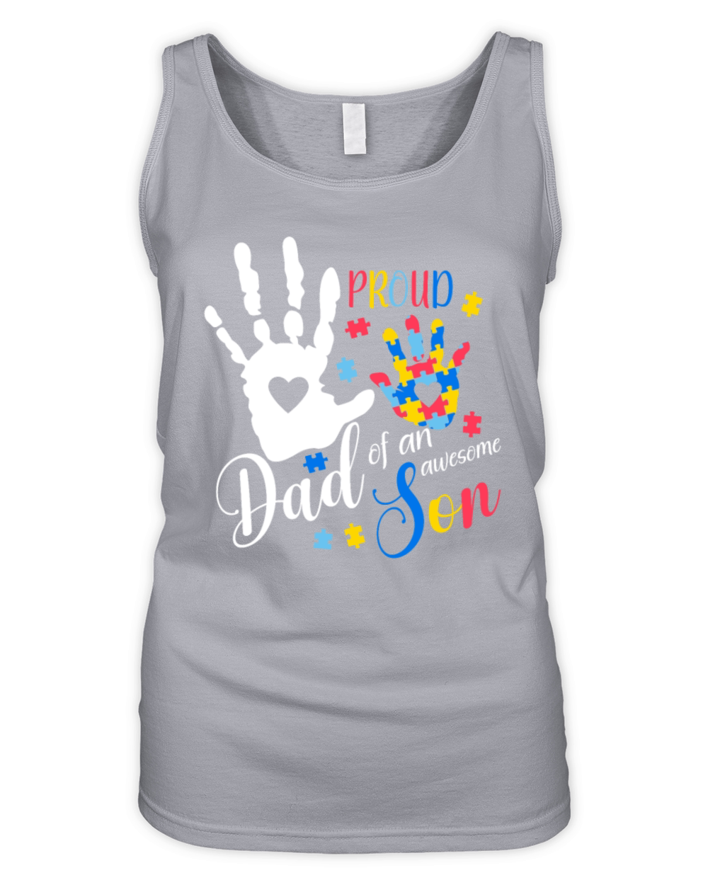 autism awareness proud dad of an awesomeson ribbon Organic Women's Tank Top