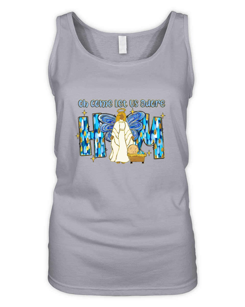 oh come let us adore him brushstroke angel Organic Women's Tank Top