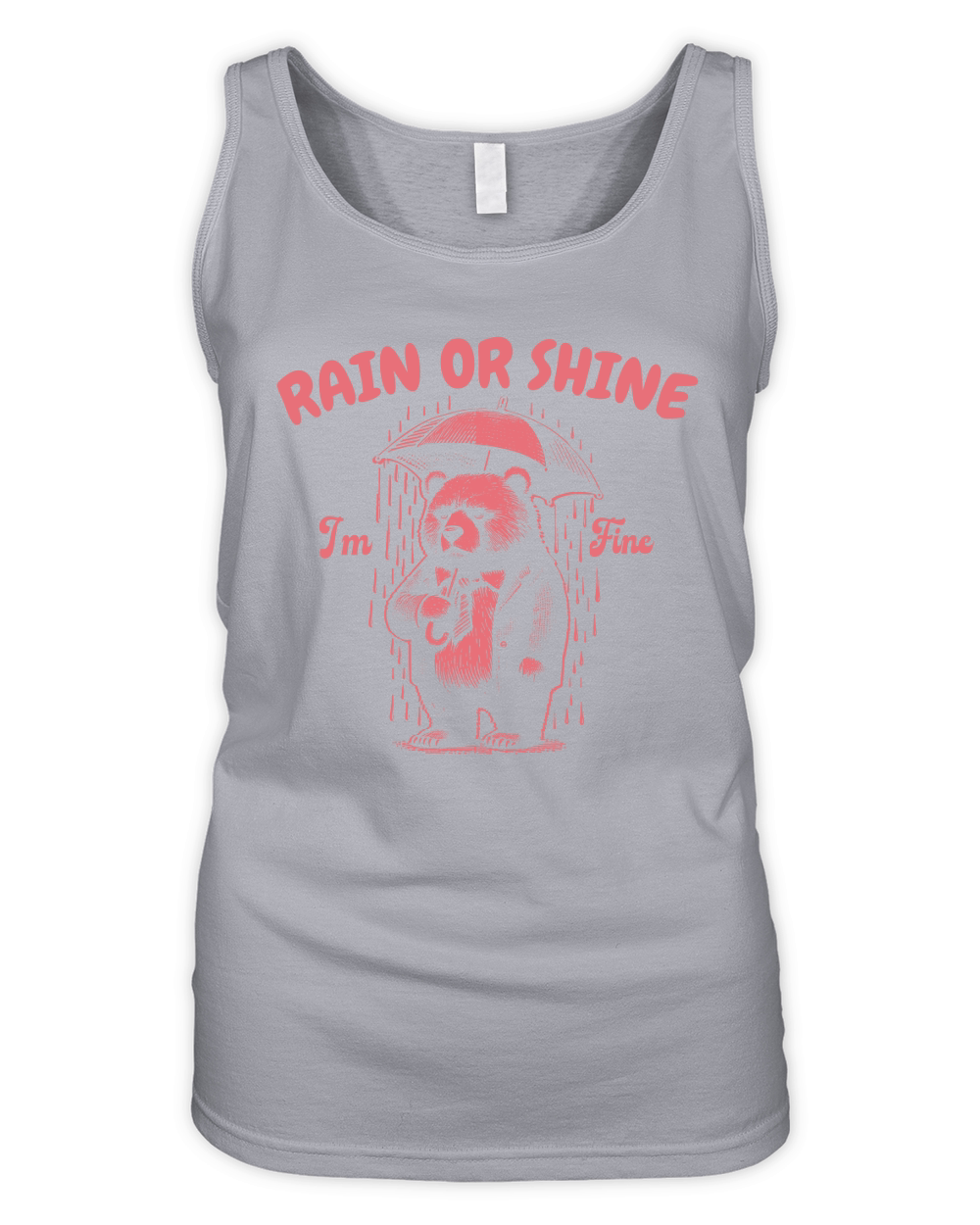 Rain or Shine Bear with Umbrella Retro Red Organic Women's Tank Top
