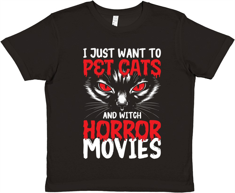 383. i just want to pet cats and witch horror movies Premium Kids Crewneck T-shirt