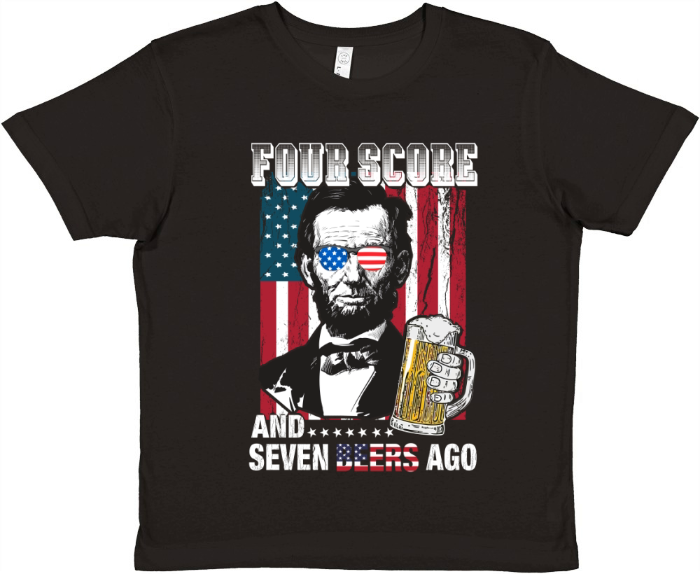 American Flag Four Score and Seven Beers Ago Premium Kids Crewneck T-shirt