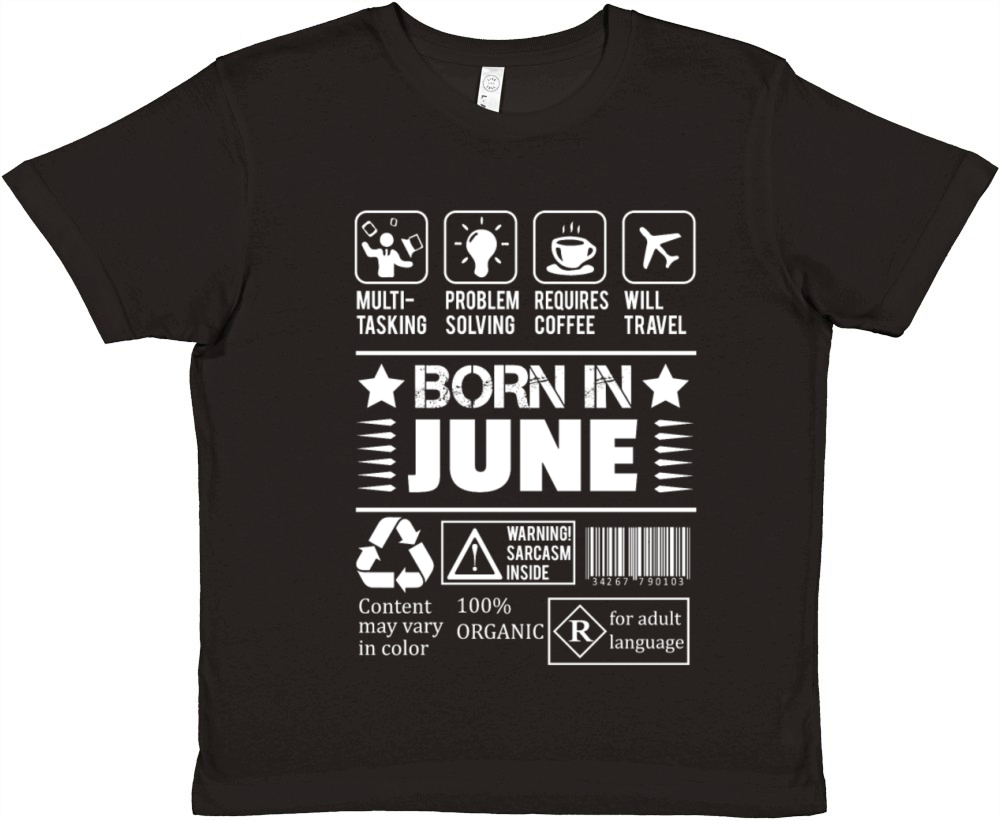 Born In June Premium Kids Crewneck T-shirt