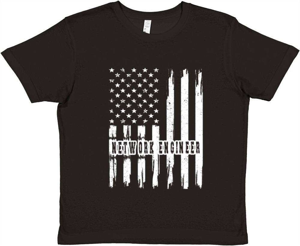 Network Engineering Gifts Network Engineer US Flag Premium Kids Crewneck T-shirt