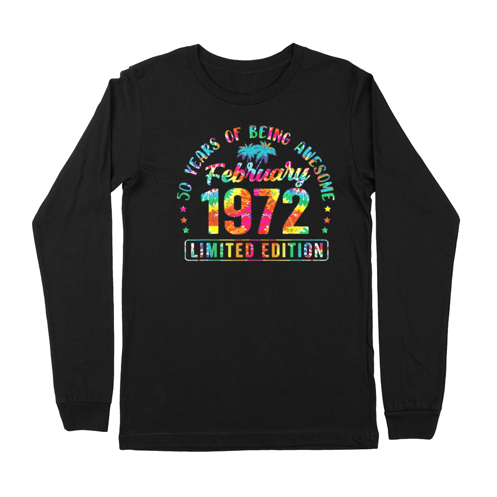 Happy 50th Birthday Vintage February 1972 Gifts 50 Premium Long Sleeve