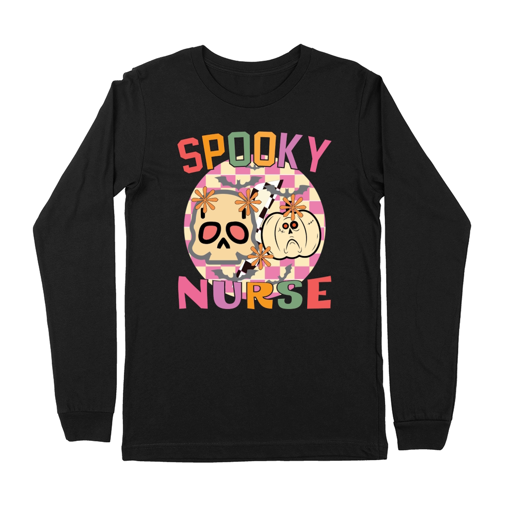 Retro Nurse Halloween Coffee Spooky Premium Long Sleeve