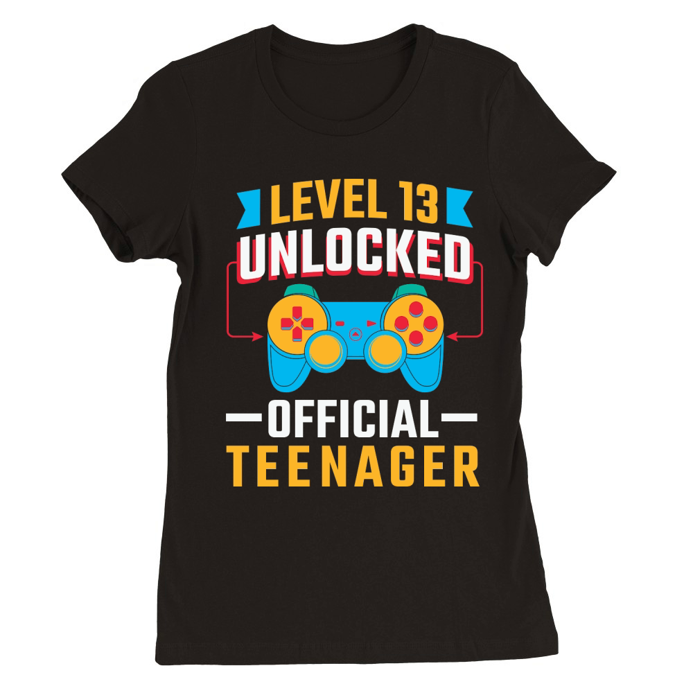 lever 13 unlocked official teenager birthday Premium Womens Crewneck T-shirt
