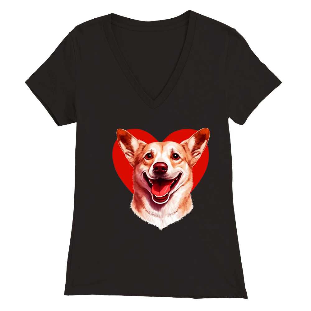 Lovely Dog Face Premium Womens V-Neck T-shirt