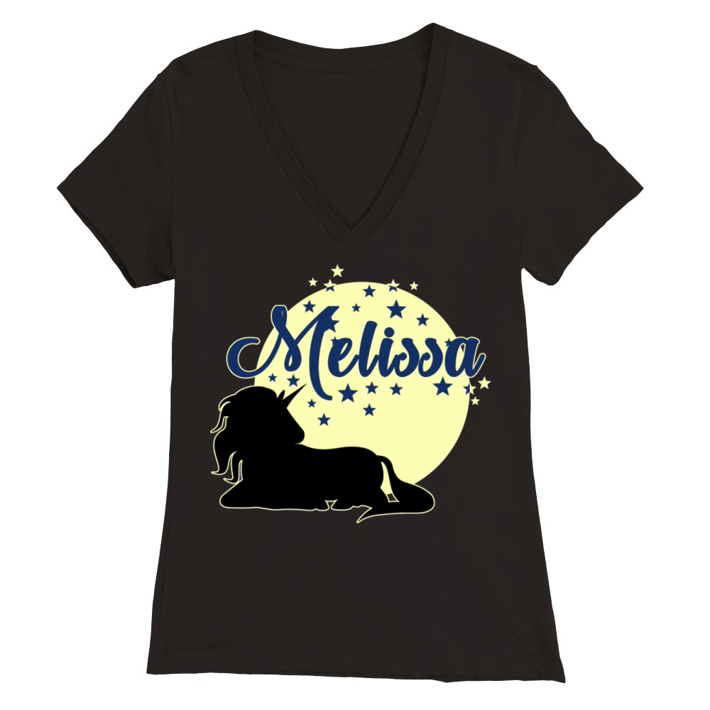 Melissa cute first name unicorn Premium Womens V-Neck T-shirt