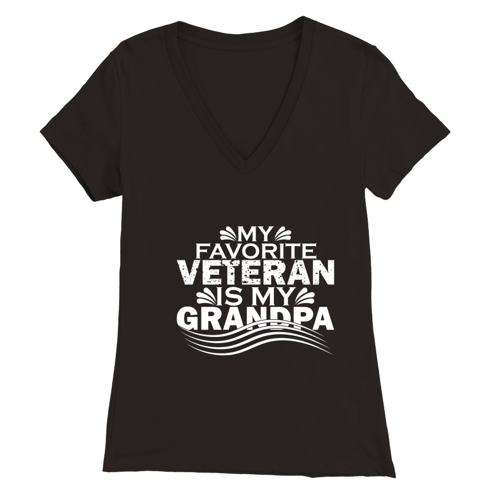 My Favorite Veteran Is My Grandpa Premium Womens V-Neck T-shirt