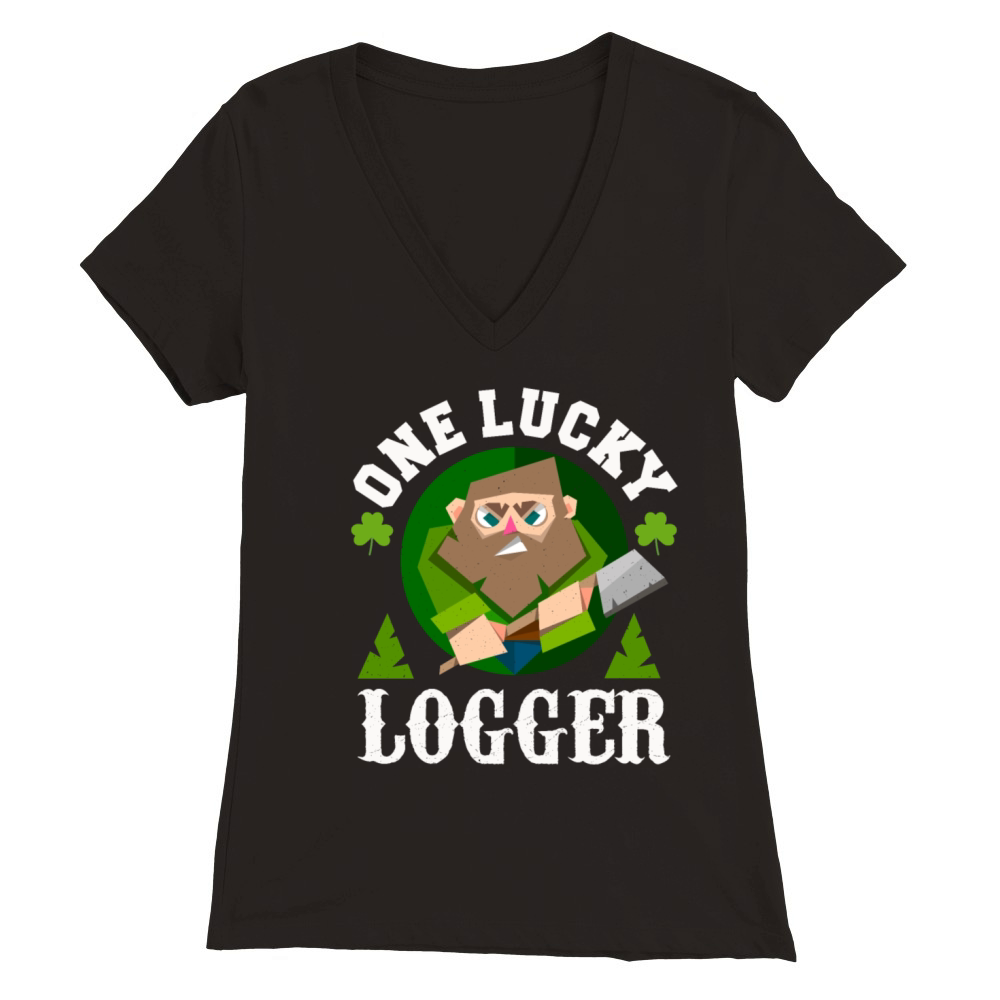 One Lucky Logger Premium Womens V-Neck T-shirt