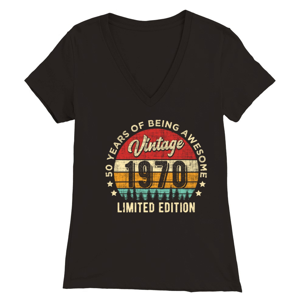 Vintage 1970 50 years old Awesome 50th Birthday Premium Womens V-Neck T-shirt