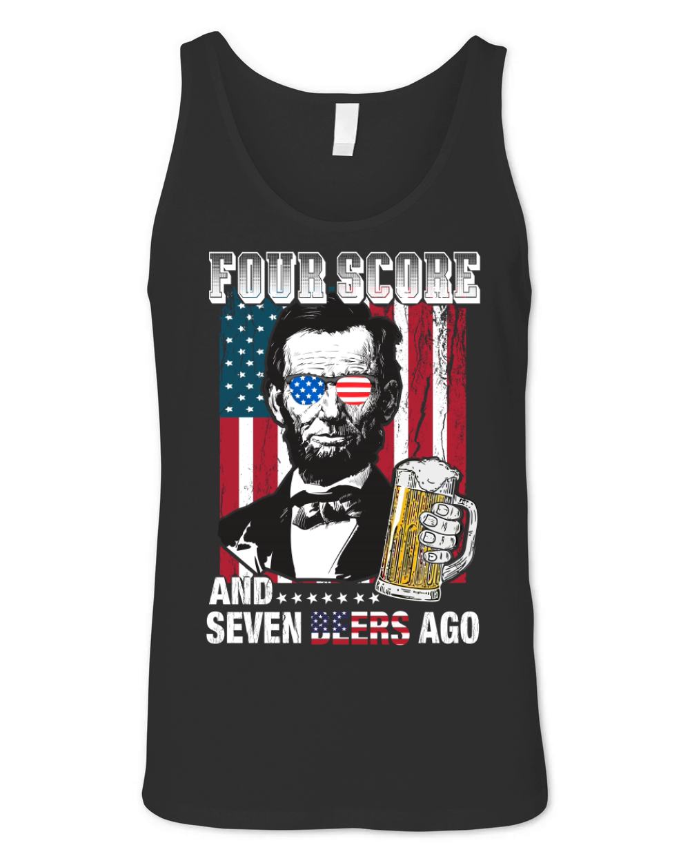 American Flag Four Score and Seven Beers Ago Unisex Jersey Tank
