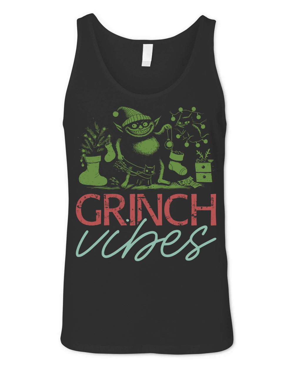 Grinch Vibes Christmas Unisex Jersey Tank