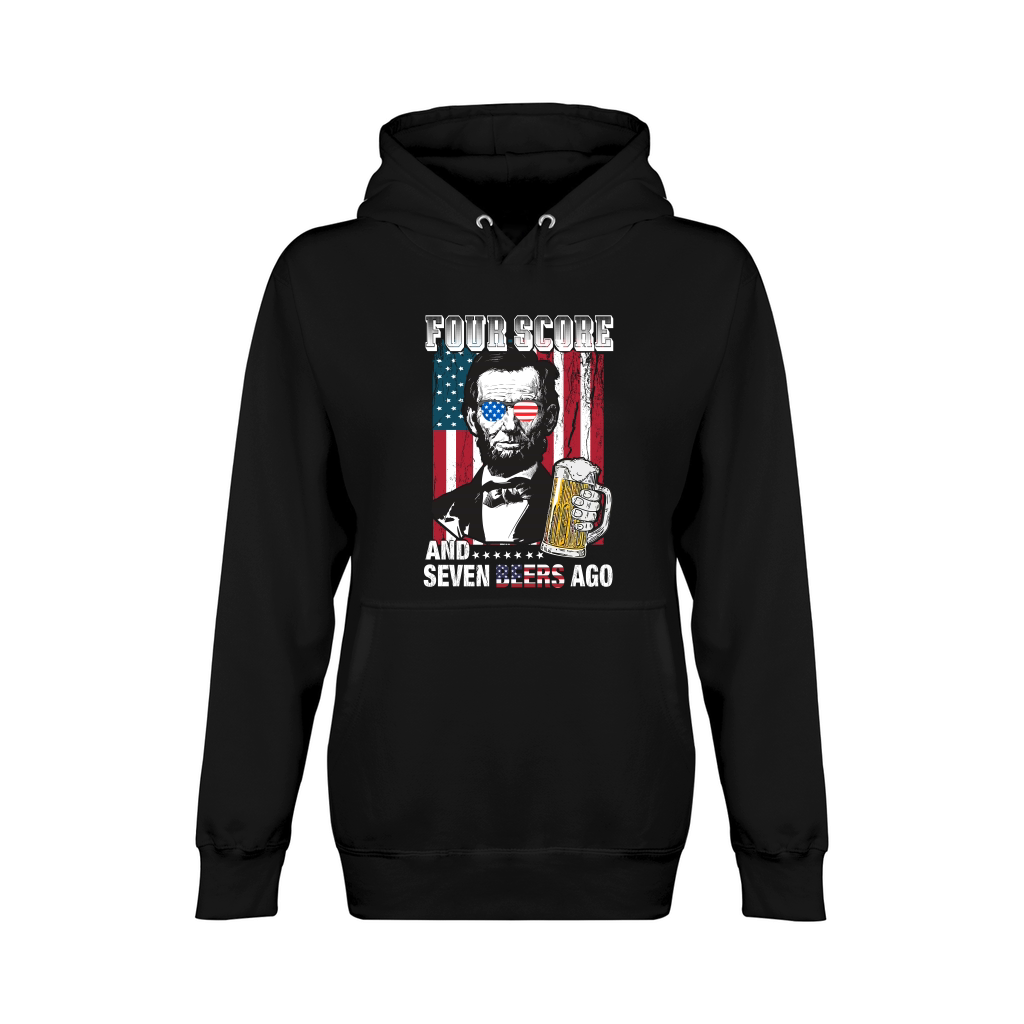 American Flag Four Score and Seven Beers Ago Unisex Premium Pullover Hoodie