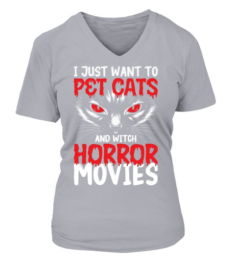 383. i just want to pet cats and witch horror movies V-neck T-Shirt Woman