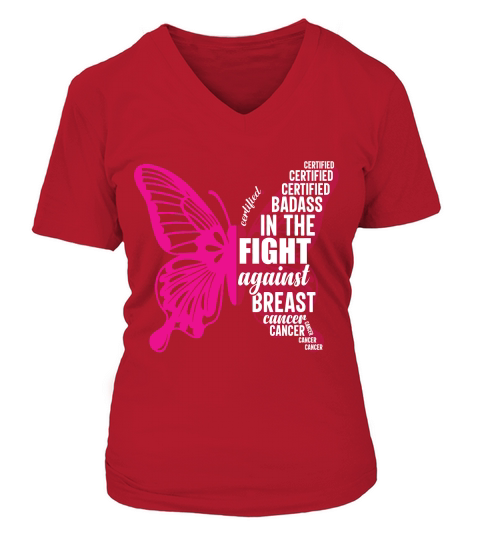 Certified badass in the fight against breast cancer V-neck T-Shirt Woman