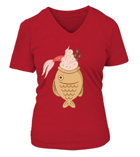 Taiyaki fish Koi fish Japanese waffle ice cream V-neck T-Shirt Woman