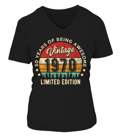 Vintage 1970 50 years old Awesome 50th Birthday V-neck T-Shirt Woman