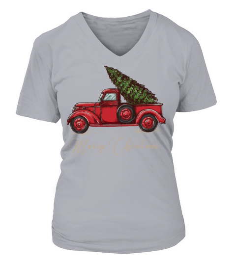 Vintage Wagon Christmas V-neck T-Shirt Woman