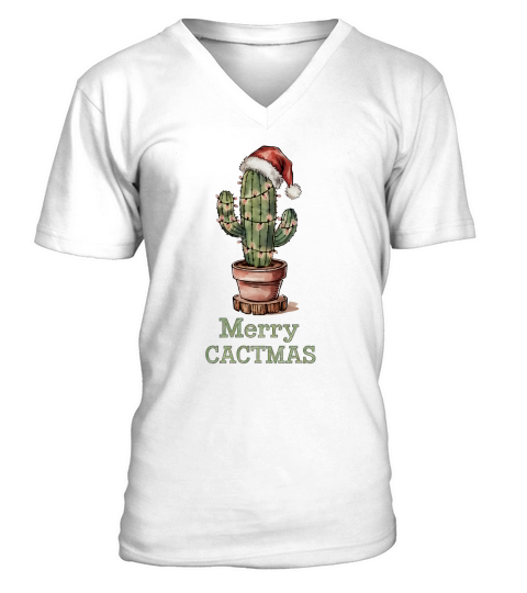 Merry Cactmas Vintage Christmas V-Neck T-shirt