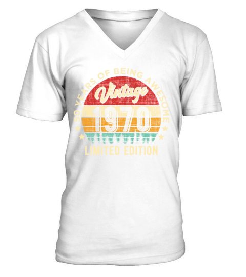 Vintage 1970 50 years old Awesome 50th Birthday V-Neck T-shirt