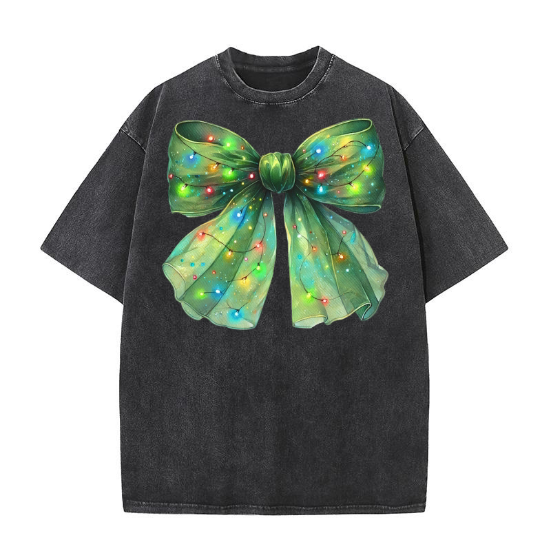 Green Bow Fairy Lights Washed T-Shirt