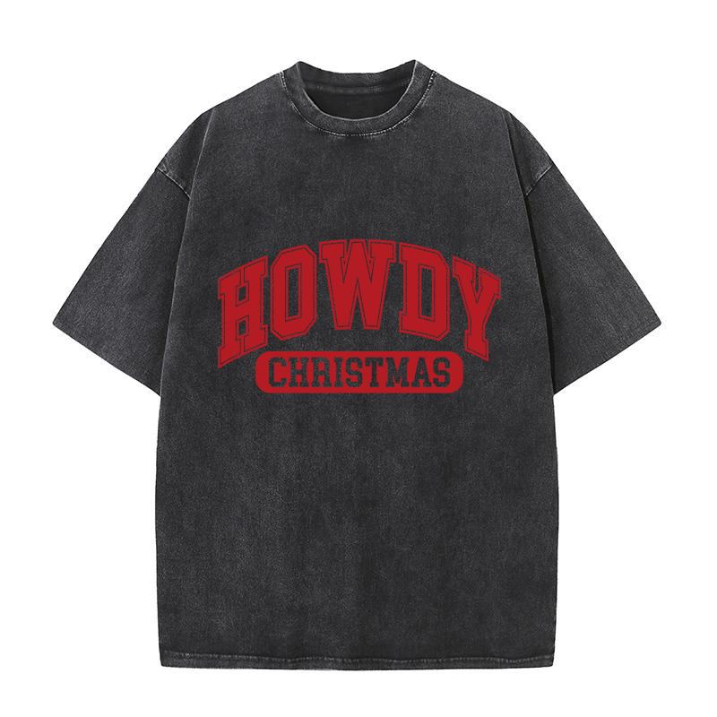 Howdy Christmas Western 03 Washed T-Shirt