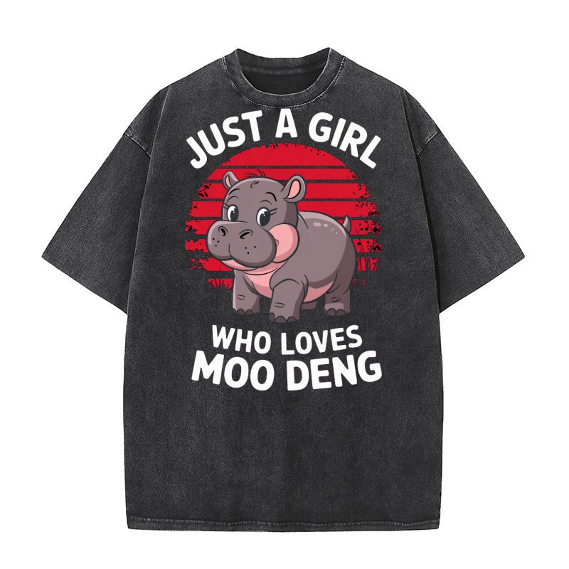 Just A Girl Who Loves Moo Deng Washed T-Shirt