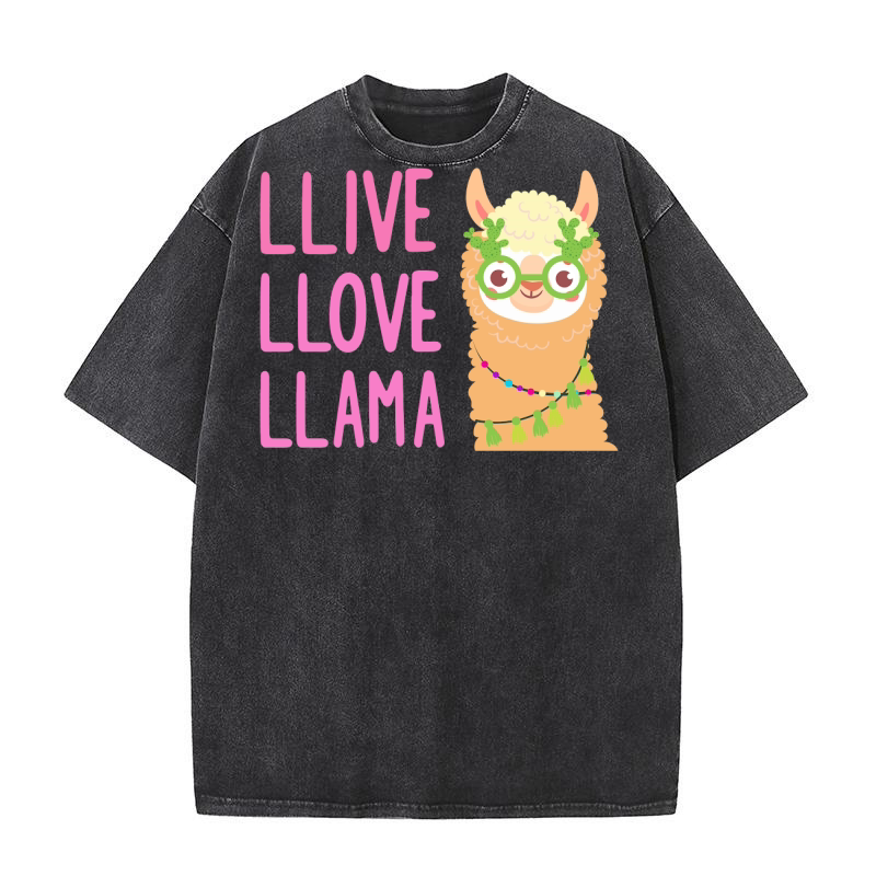 LLive llove llama Washed T-Shirt