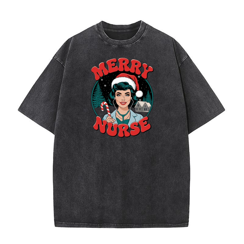 merry Nurse Christmas (1) Washed T-Shirt