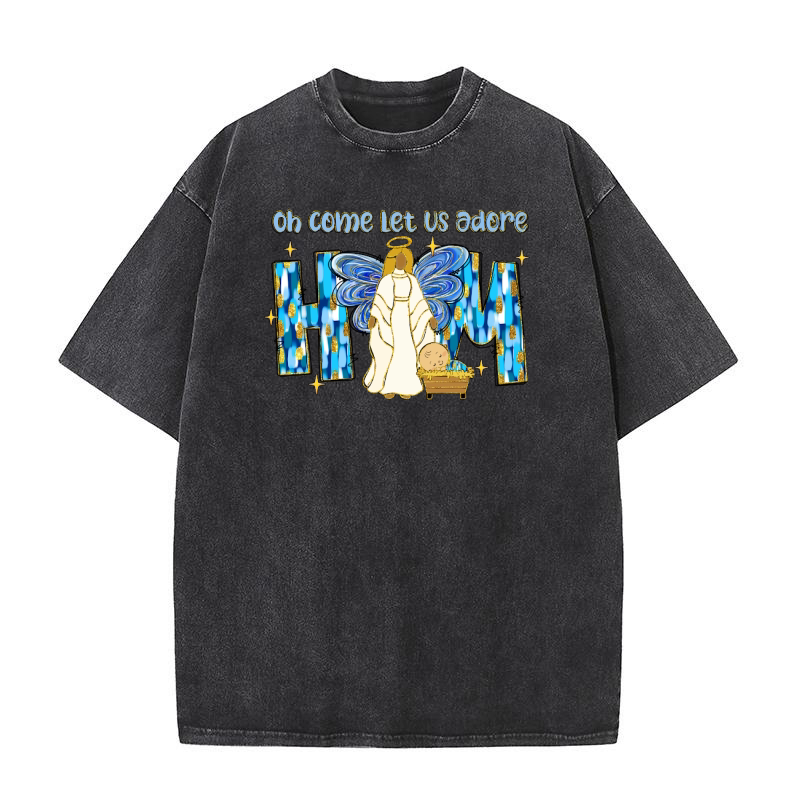 oh come let us adore him brushstroke angel Washed T-Shirt