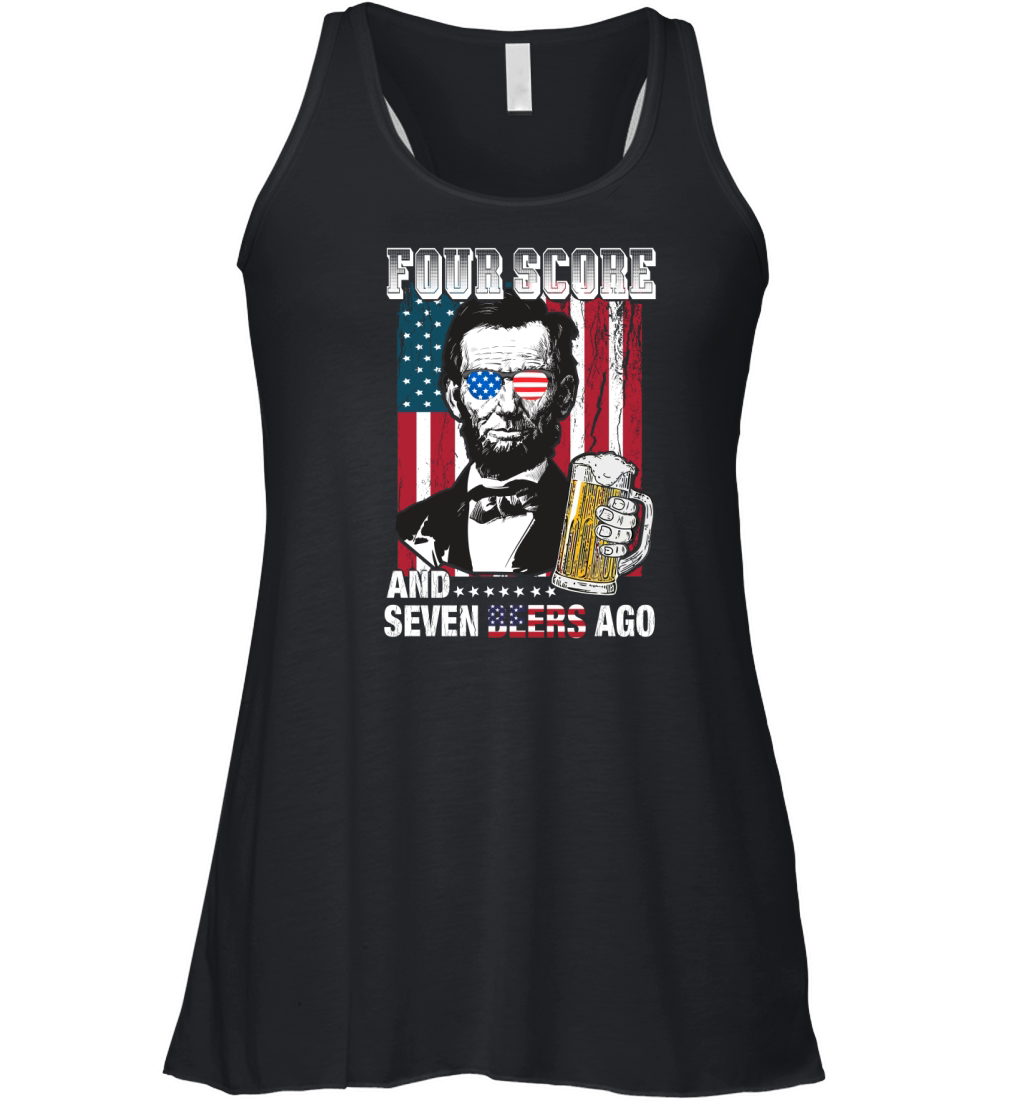 American Flag Four Score and Seven Beers Ago Women's Flowy Tank Top