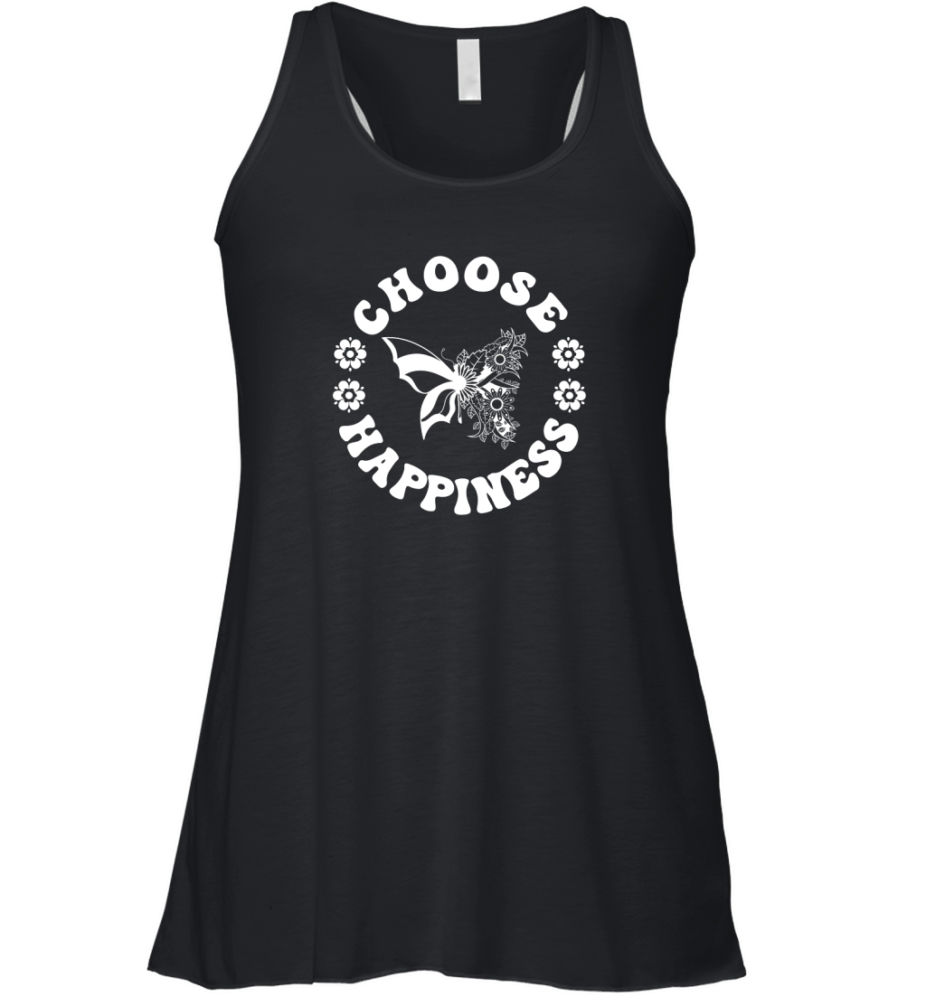 Choose Happiness SVG Inspirational PNG 2 White Women's Flowy Tank Top