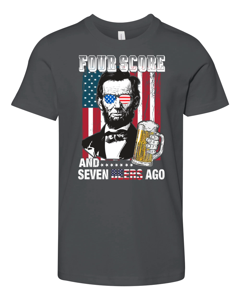 American Flag Four Score and Seven Beers Ago Youth Unisex Jersey Tee
