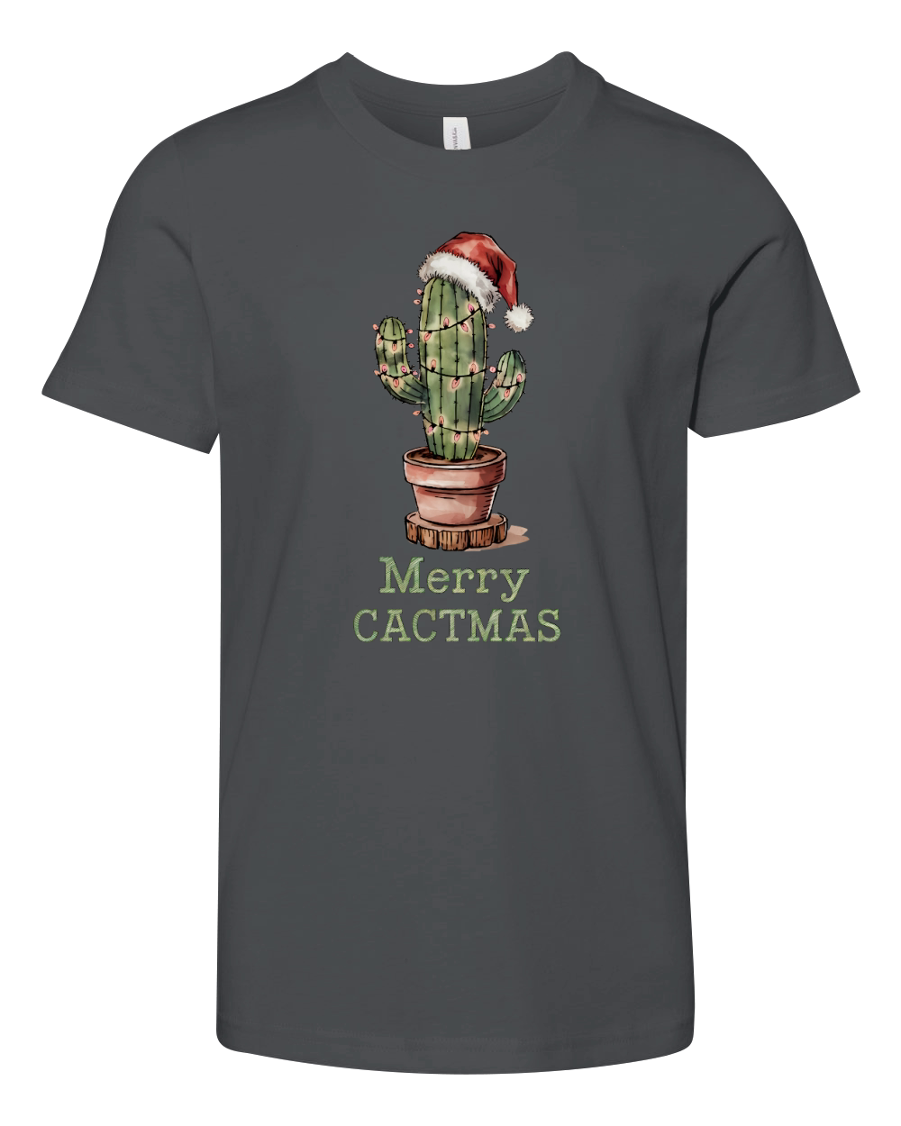 Merry Cactmas Vintage Christmas Youth Unisex Jersey Tee