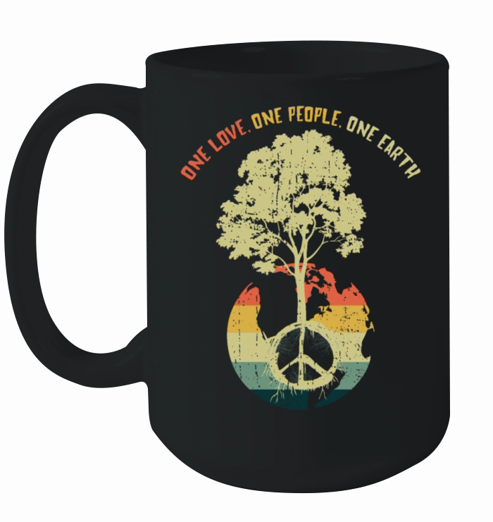 Retro Vintage People Planet Save World Earth Day Ceramic Mug