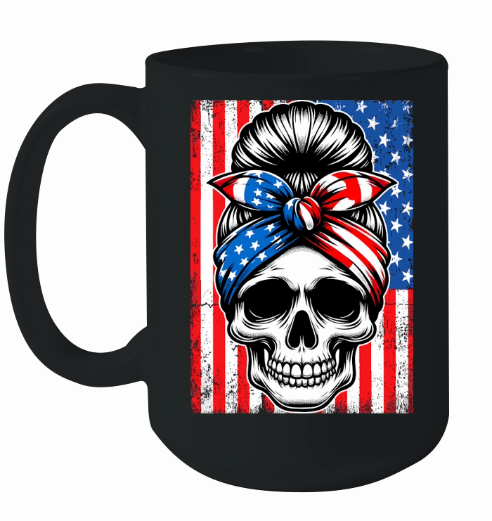 USA Flag Vintage Skeleton 4th of july 4 Ceramic Mug