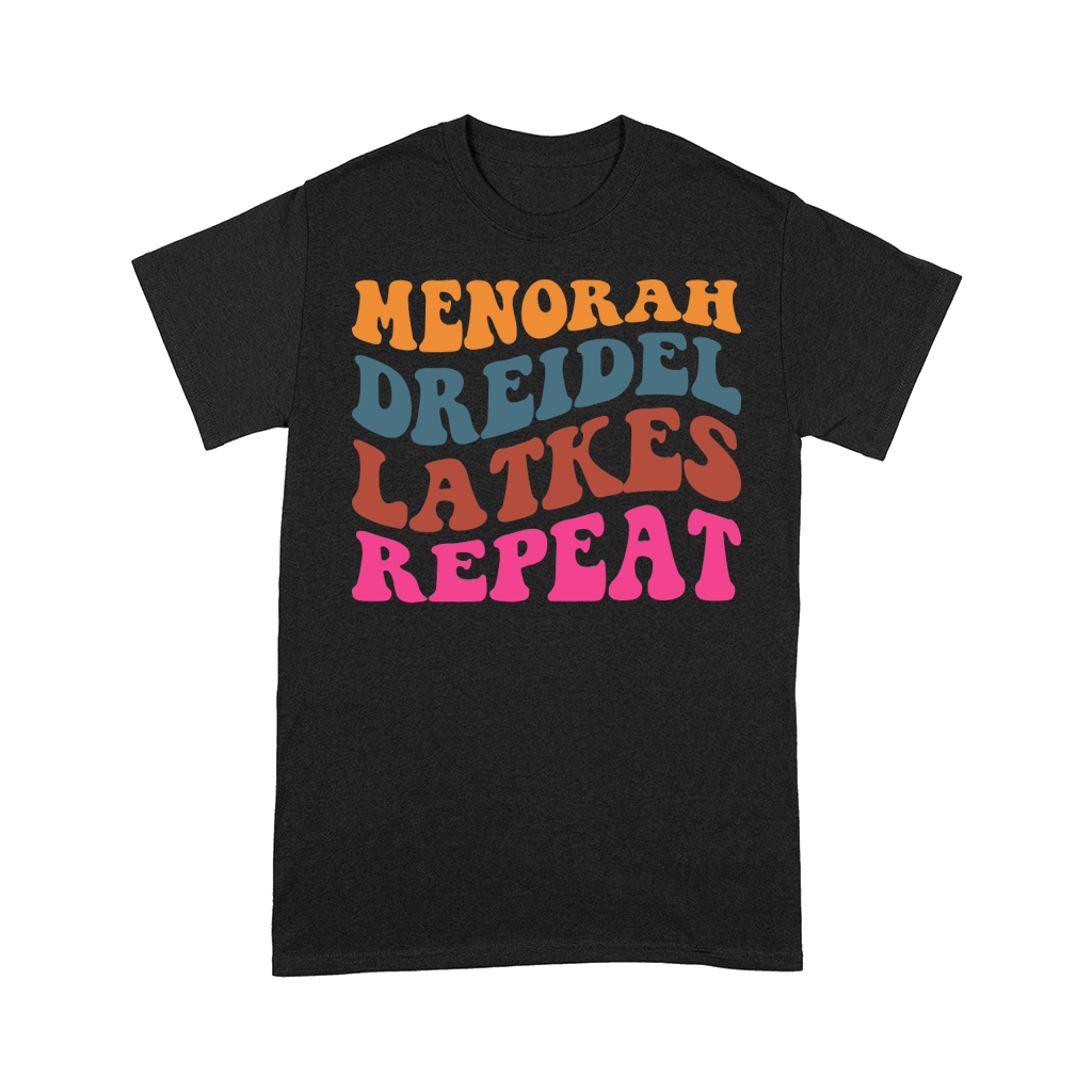 Menorah Dreidel Latkes Repeat Comfort T-shirt