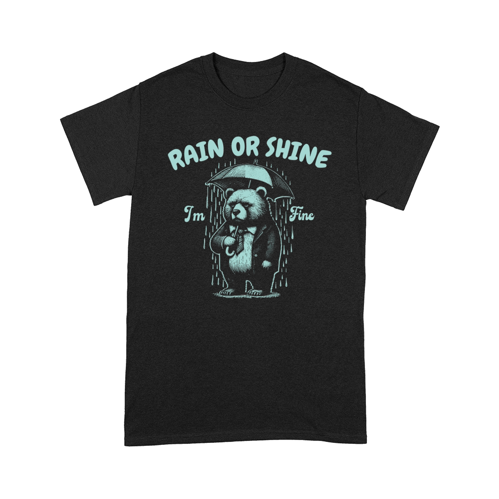 Rain or Shine Bear with Umbrella DGreen Comfort T-shirt