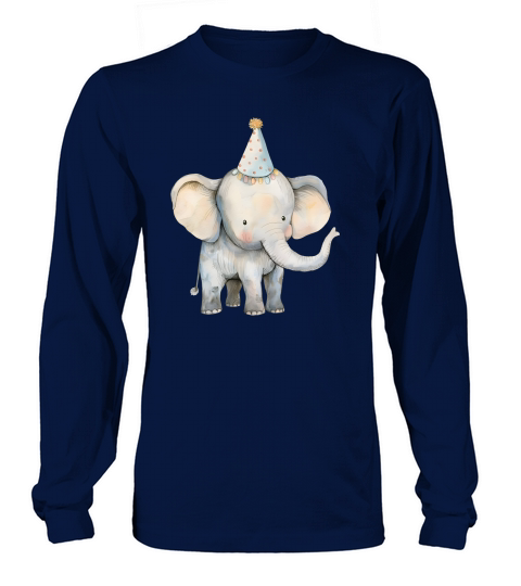 Elephant with Party Hat Watercolor Long sleeved Unisex