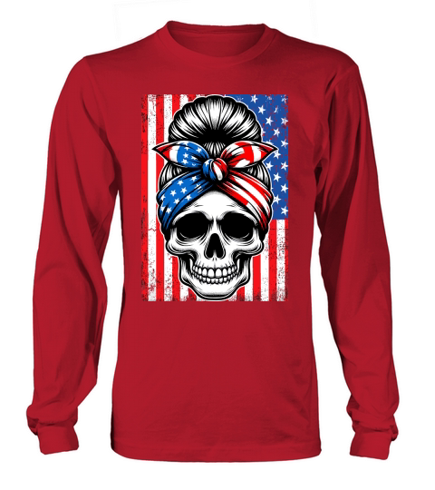 USA Flag Vintage Skeleton 4th of july 4 Long sleeved Unisex