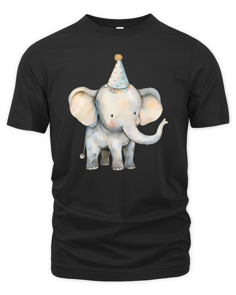 Elephant with Party Hat Watercolor Organic Unisex T-shirt