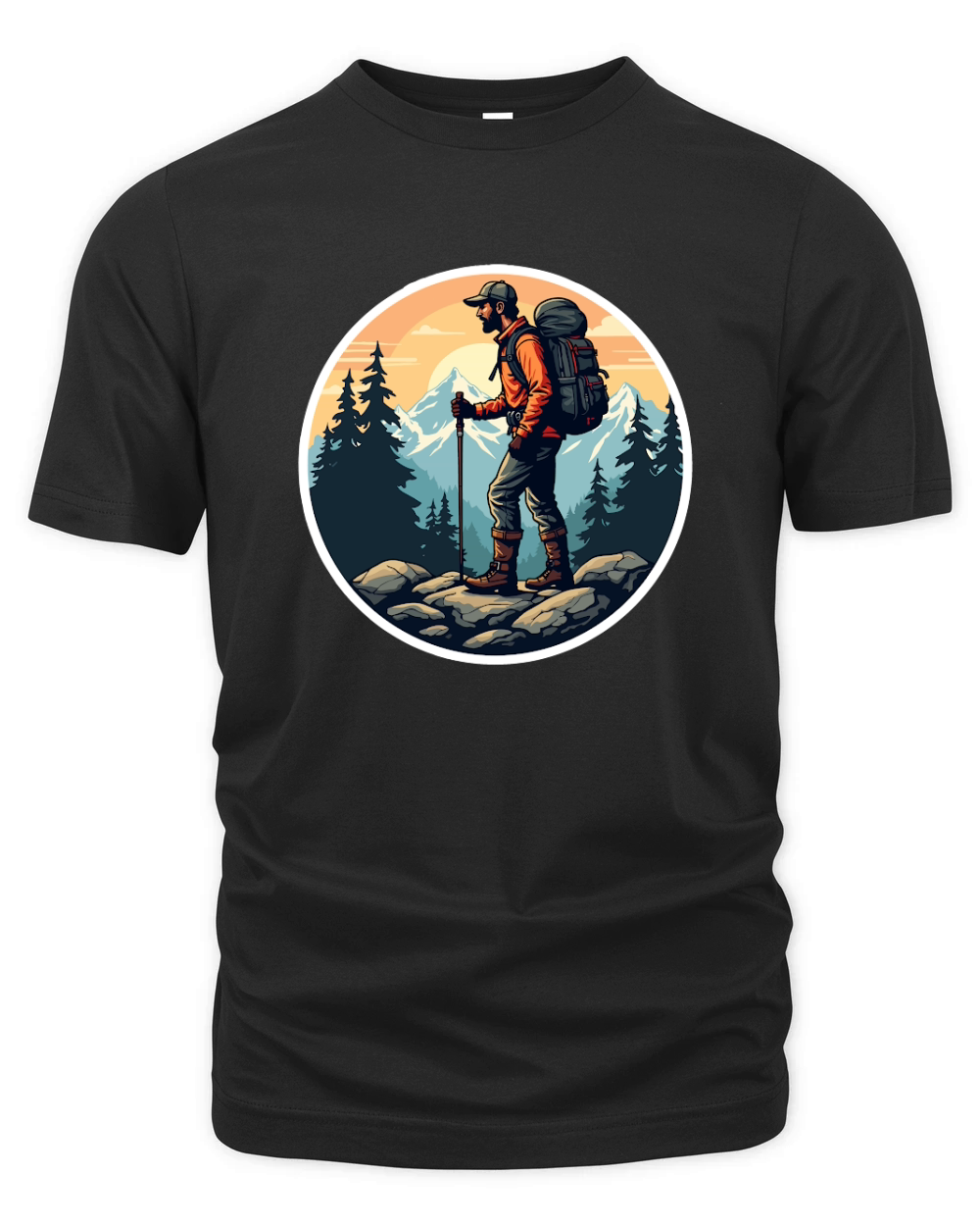 Mountain explorer hiking adventure Illus 06 Organic Unisex T-shirt