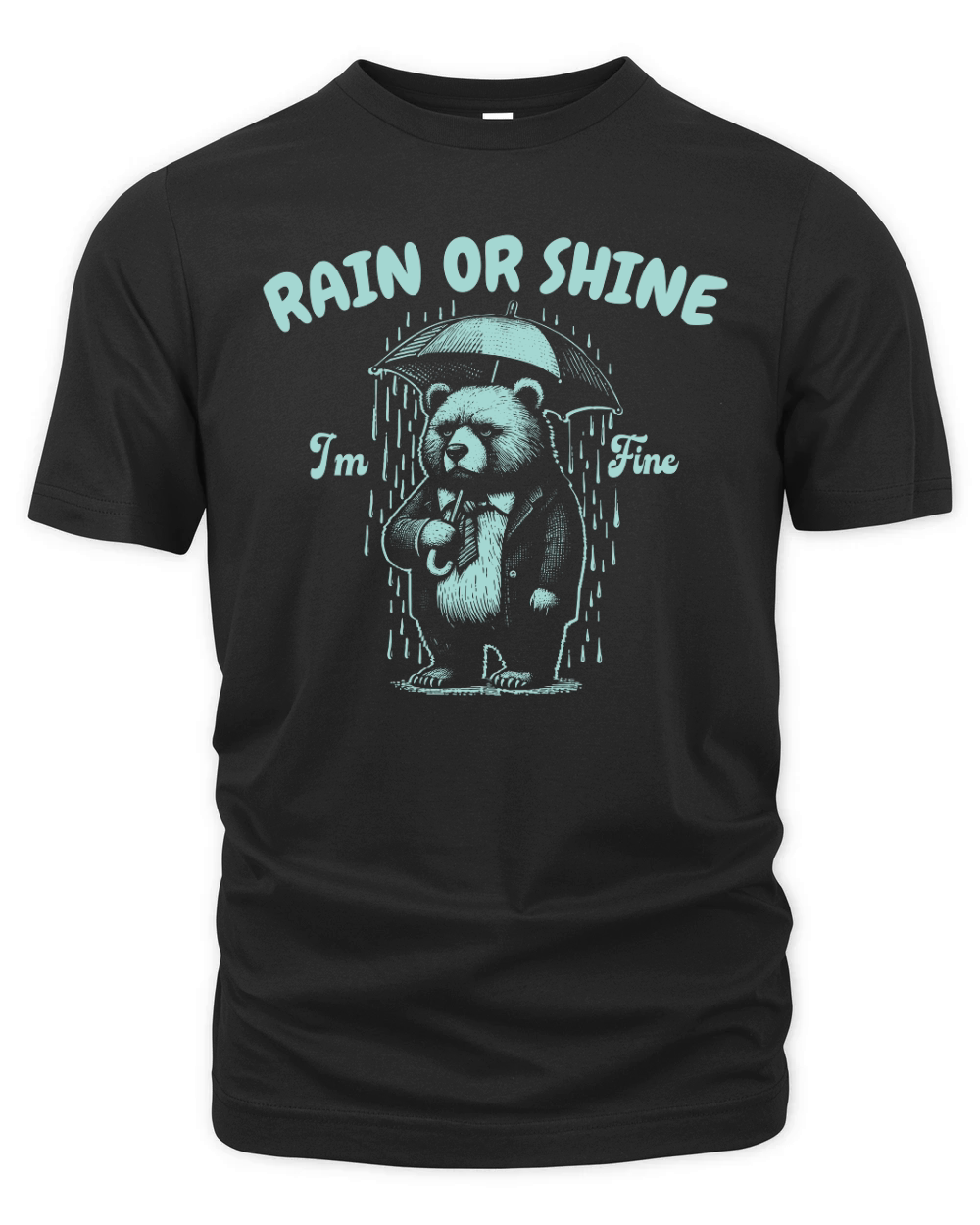 Rain or Shine Bear with Umbrella DGreen Organic Unisex T-shirt