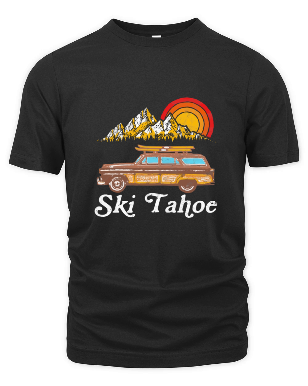 Ski Tahoe Retro Woody Station Wagon Graphic Organic Unisex T-shirt