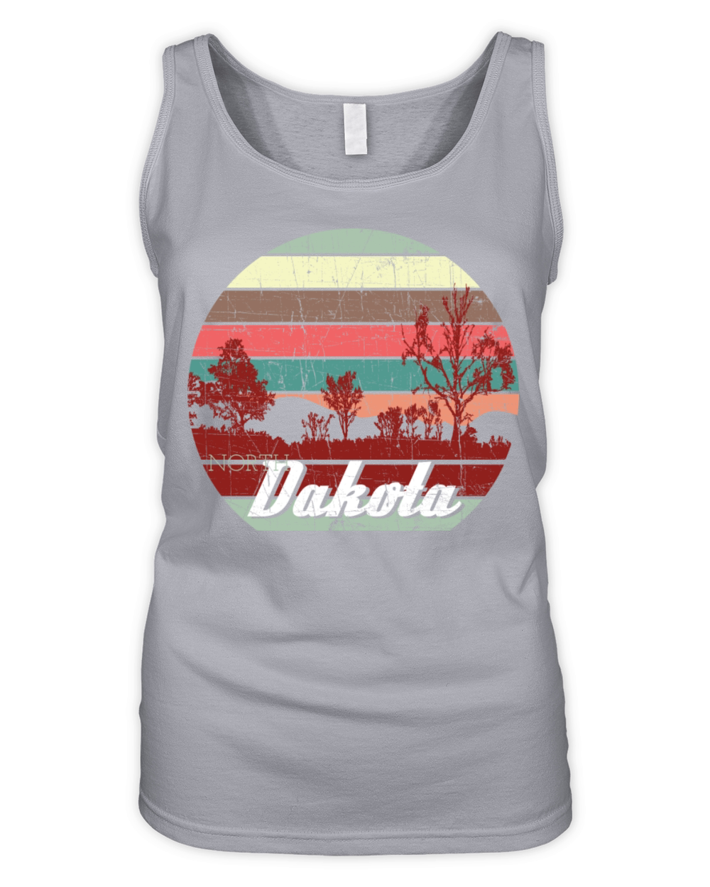 Retro Color Distressed Design North Dakota Travel Organic Women's Tank Top
